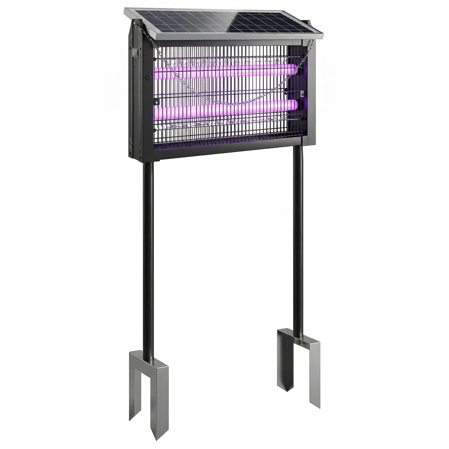 Outsunny Solar Bug Zapper Outdoor, 3500 V Electric Mosquito Fly Zapper with 4.3 m Cord, Dusk-to-Dawn Control, Black