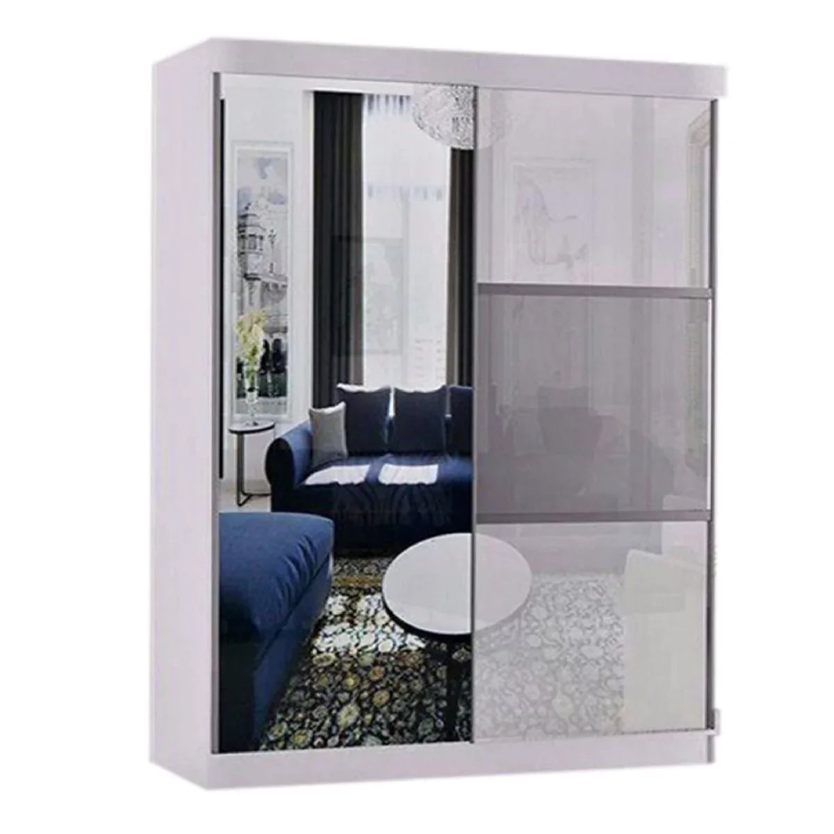 Manhattan White High Gloss Sliding Door Wardrobe - 120cm,150cm and 200cm