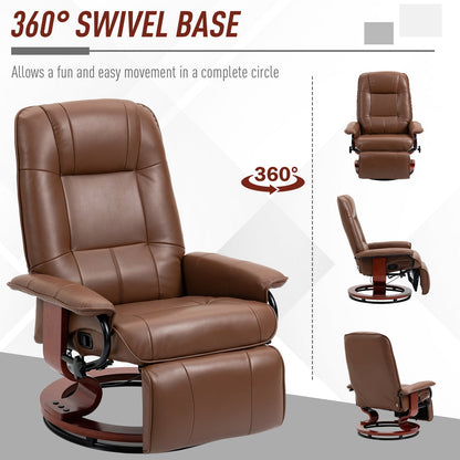 HOMCOM Faux Leather Armchair, with 145  Reclining Back and Footrest - Brown