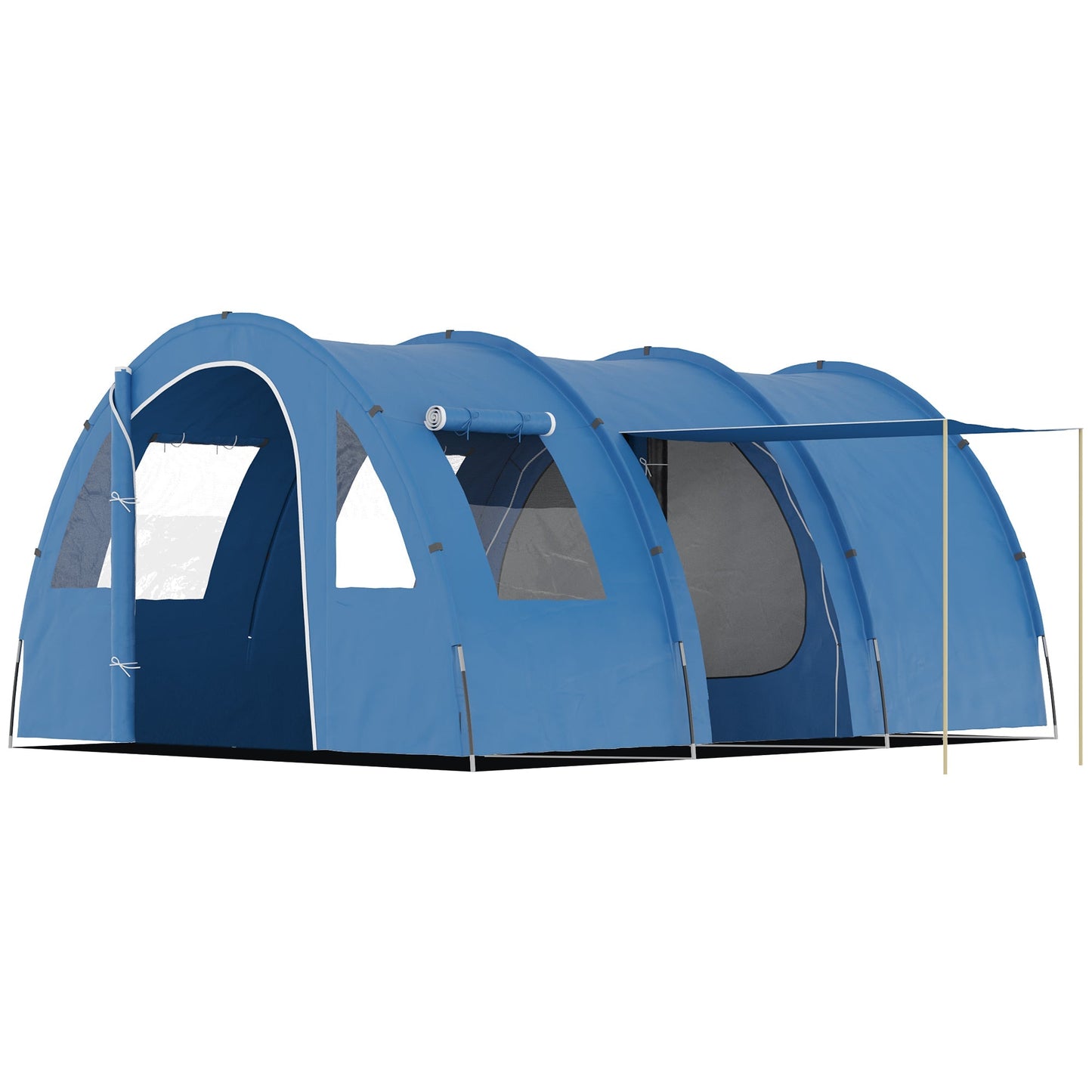 Outsunny 5-6 Man Tunnel Tent, Two Room Camping Tent with Sewn-In Floor, 2 Doors and Carry Bag, 2000mm Water Column for Fishing, Hiking, Sports