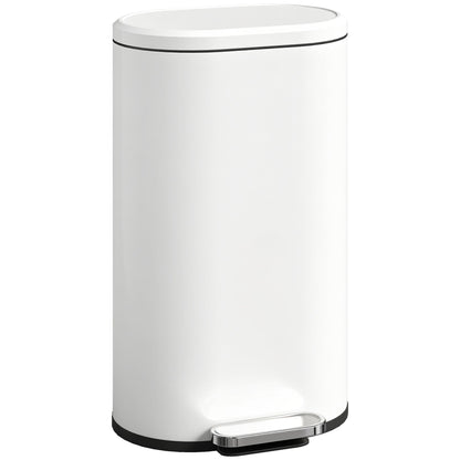 HOMCOM 30 L Modern Curved Kitchen Bin - Cream