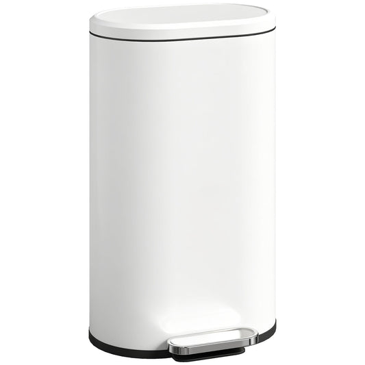 HOMCOM 30 L Modern Curved Kitchen Bin - Cream