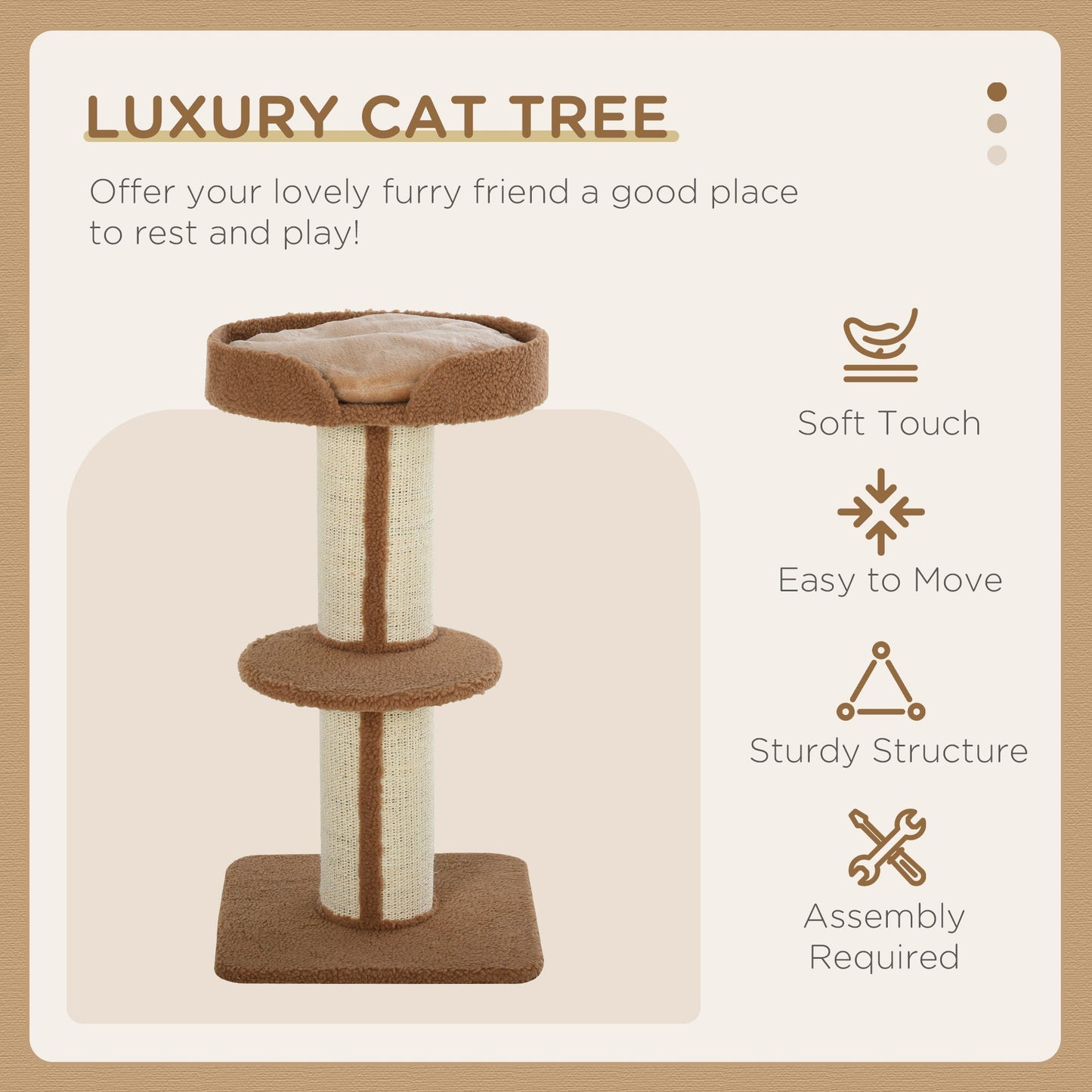 PawHut 91cm Cat Tower Scratching Posts Cat Tree for Indoor Cats Kitten Activity Centre Brown