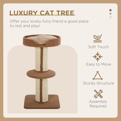 PawHut 91cm Cat Tower Scratching Posts Cat Tree for Indoor Cats Kitten Activity Centre Brown