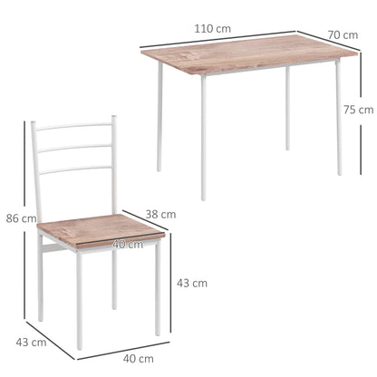 5 Piece Dining Table and Chairs Set, Dining Room Sets, Steel Frame Space Saving Table and 4 Chairs for Compact Kitchens, White