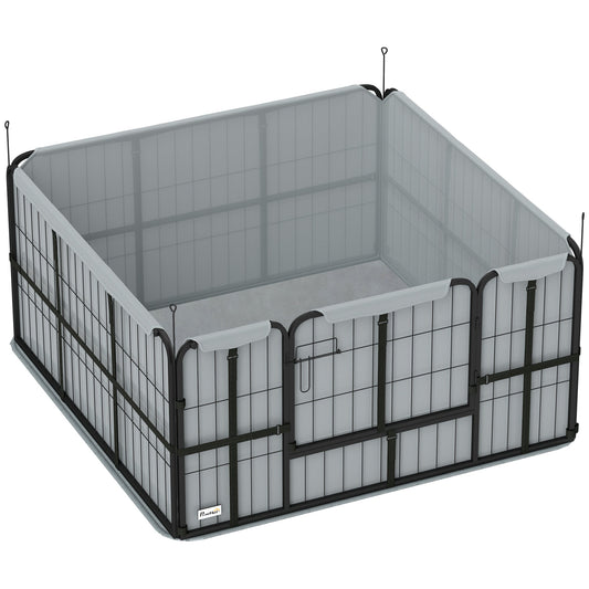PawHut Steel Dog Whelping Box with Washable Whelping Pad, Wind-Resistant Cloth, for Small, Medium Dogs, 122 x 122 x 60cm