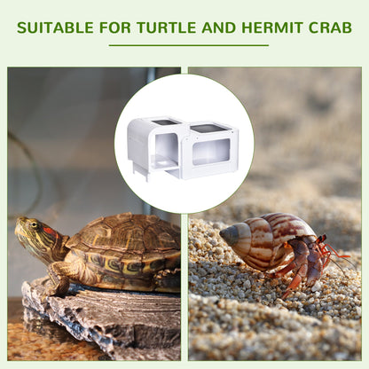 PawHut Turtle Tank, Hermit Crab Habitat, w/ Basking Platform, Ramp, 47 x 28 x 25 cm