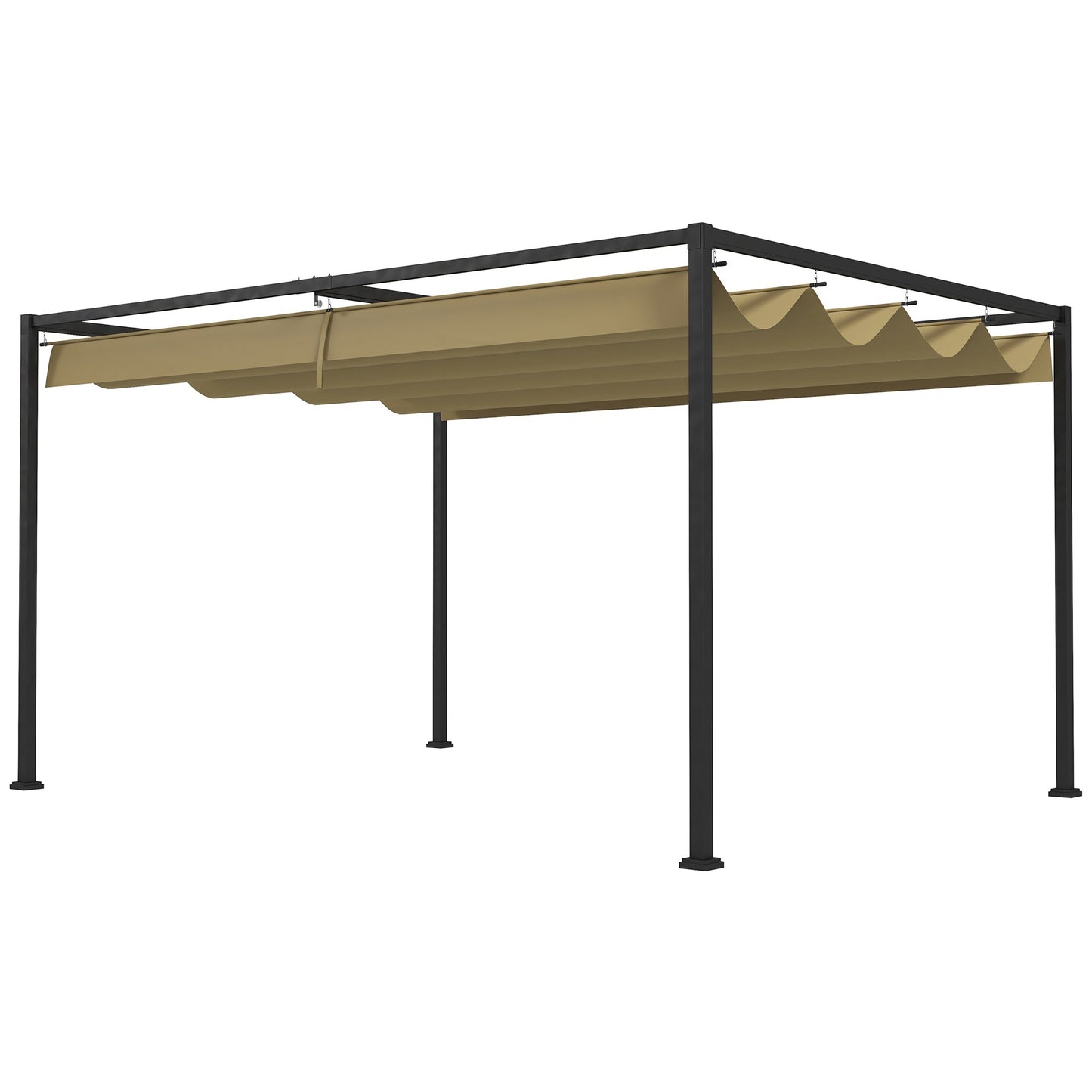 Outsunny 3x2m Metal Pergola with Retractable Roof, Garden Gazebo Canopy Shelter for Outdoor, Patio, Khaki