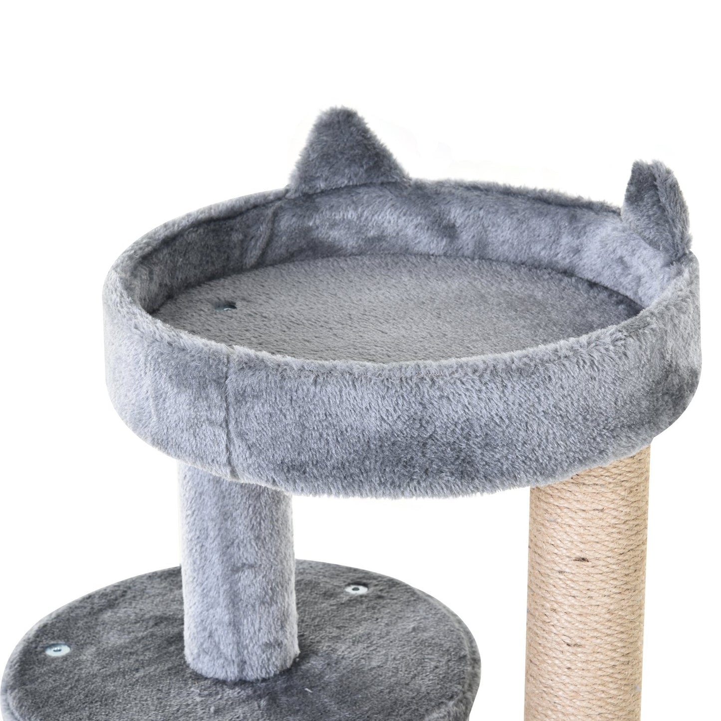 PawHut 3-Tier Deluxe Cat Activity Tree w/ Scratching Posts Ear Perch House Platform Play Ball Plush Fun Toys Exercise Rest Relax Climb Grey