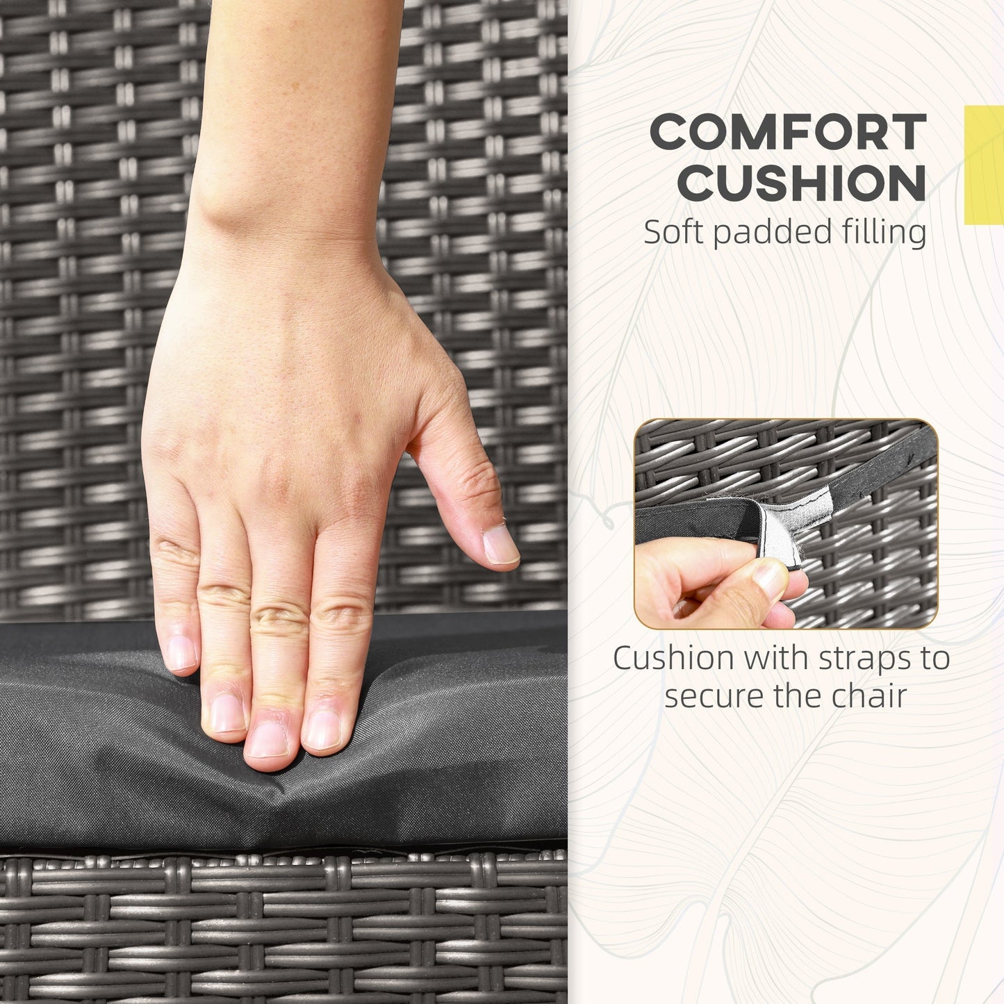 Outsunny Set of Four Armless Rattan Garden Chairs - Dark Grey