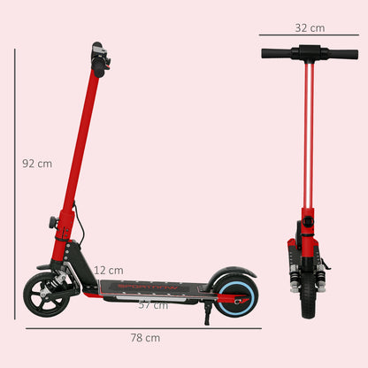SPORTNOW Folding Electric Scooter for Kids, with Dual Brakes, Front Suspension, LED Colourful Lights, Red