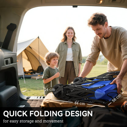 Outsunny Folding Trolley Cart Storage Wagon Beach Trailer 4 Wheels with Handle Overhead Canopy Cart Push Pull for Camping, Blue