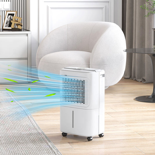HOMCOM 12L/Day Dehumidifier with Continuous Drainage, 1.6L Water Tank, 24H Timer, Digital Humidity Display, Humidity Light, Dehumidifier for Home Damp, Bedroom, Condensation, Mould, Laundry Drying