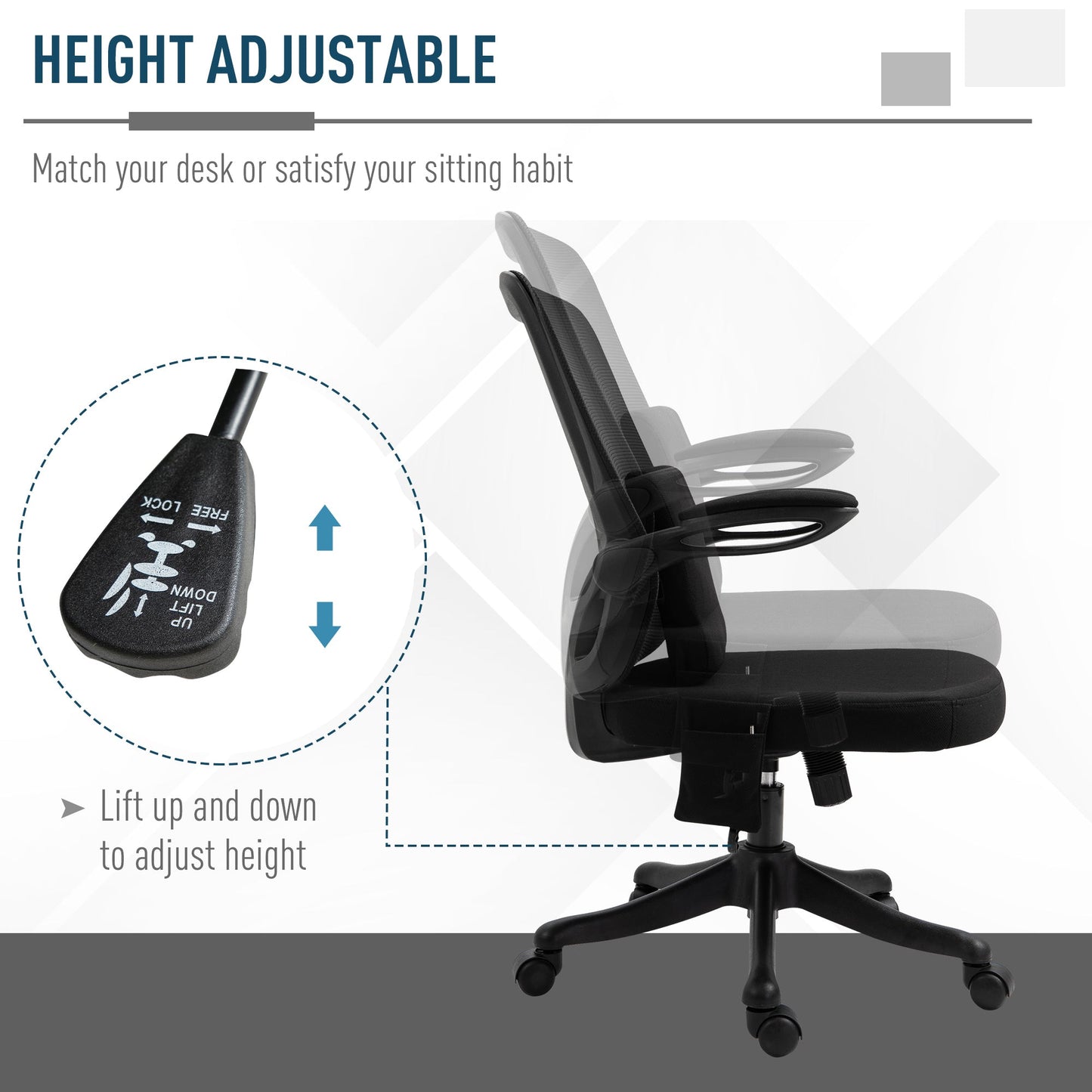 Vinsetto Office Chair 2-Point Massage Executive Ergonomic USB Power Mesh Design 360¡ Swivel with Lumbar Support, Black