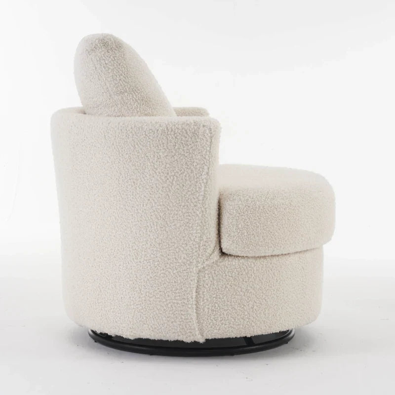 Teddy Swivel Recliner with Back Cushion, Thick Foam Pad, 360° Swivel, 78.5x83x86 cm, White