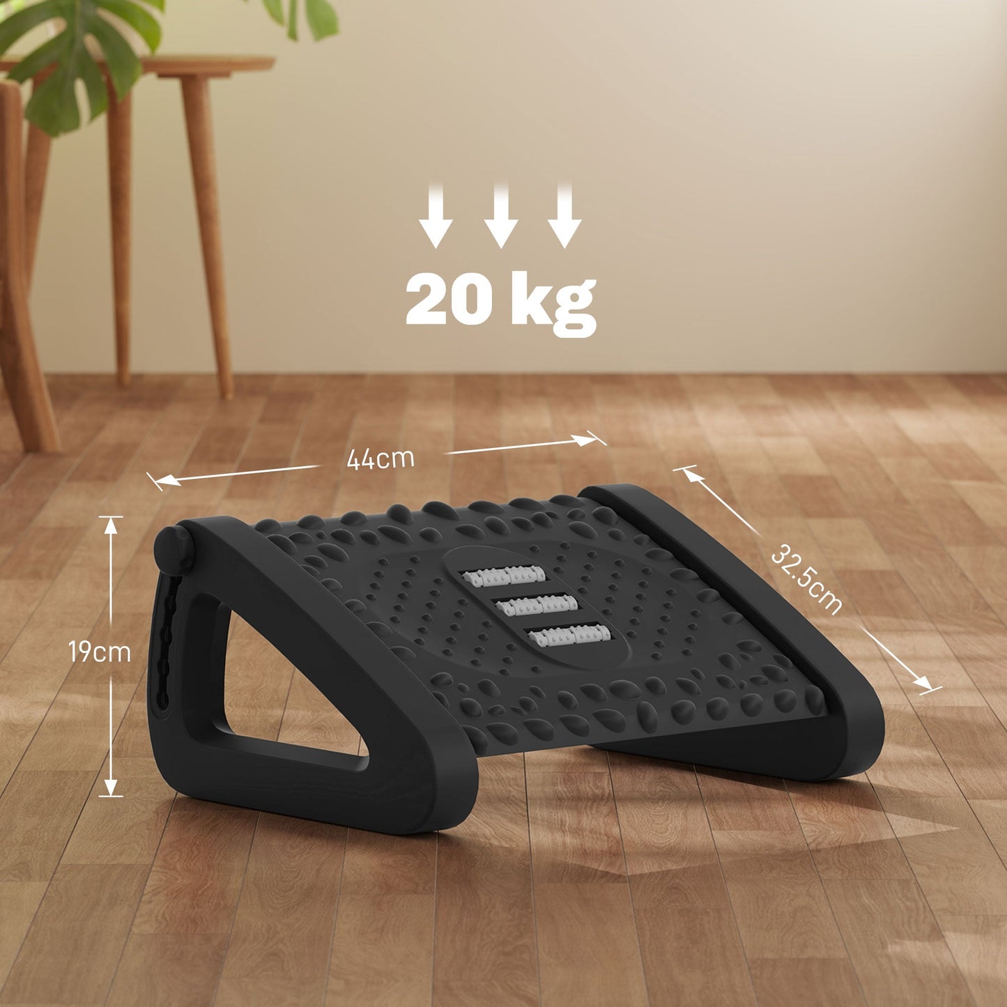 HOMCOM 10√Ç¬∞-45 Six-Angle Massage Footrest - Black