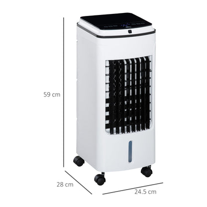 3-in-1 Evaporative Air Cooler with 4L Water Tank, Portable Fan Cooler with Automatic Oscillation, Timer, Remote, White