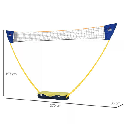 HOMCOM Portable Folding Badminton Net Set with 4 Badminton Rackets and 2 Nylon Shuttlecocks, for Adults Kids Indoor Outdoor Exercise Training