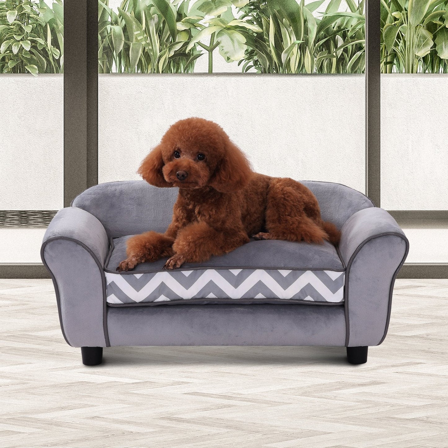 Pawhut 73.5Lx41Wx33H cm Pet Sofa-Grey/Black