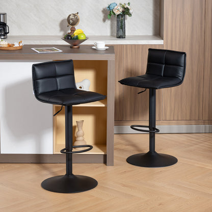 HOMCOM Set of Two Modern Faux Leather Bar Stools - Black