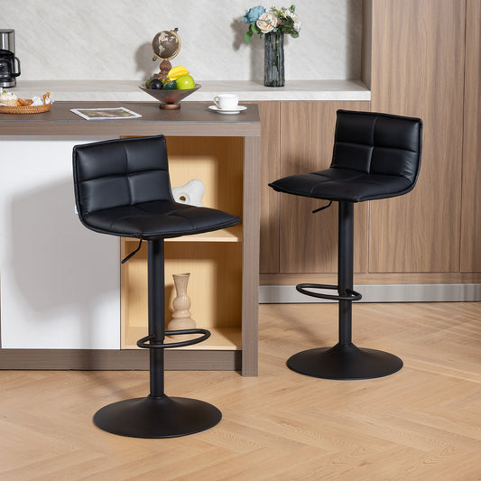 HOMCOM Set of Two Modern Faux Leather Bar Stools - Black