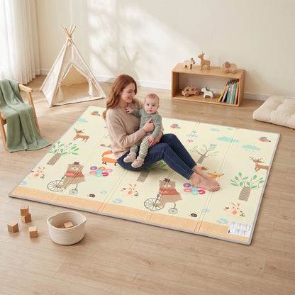 AIYAPLAY Foldable Reversible Baby Play Mat 180 x 150 cm, Waterproof, Non-Slip for Crawling and Learning, Animals & Forest Theme