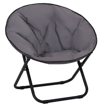 Outsunny Garden Folding Portable Padded Saucer Moon Chair Padded Round Outdoor Camping Travel Fishing Seat Grey