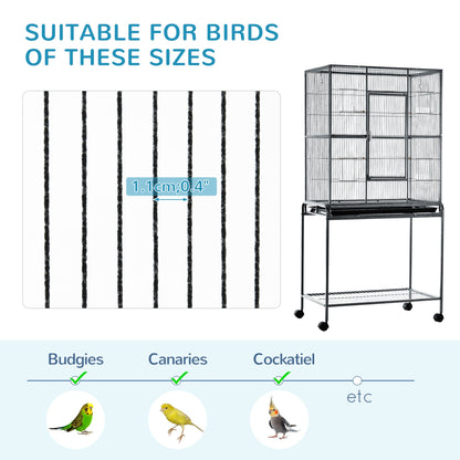 PawHut Large Bird Cage Budgie Cage with Stand, Storage Shelf, Wood Perch for Parrot Canary Parakeet Cockatiels, 81 x 48 x 162.5 cm