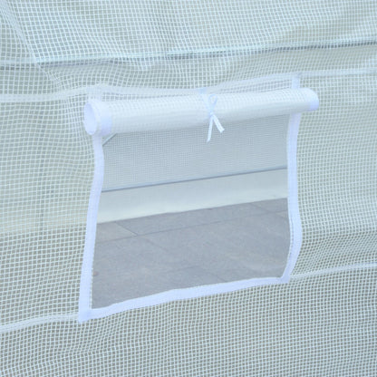 Outsunny 2.5 x 2 x 2 m Polytunnel Greenhouse, Walk-in Green House for Garden with Mesh Windows, Galvanised Steel Frame, White