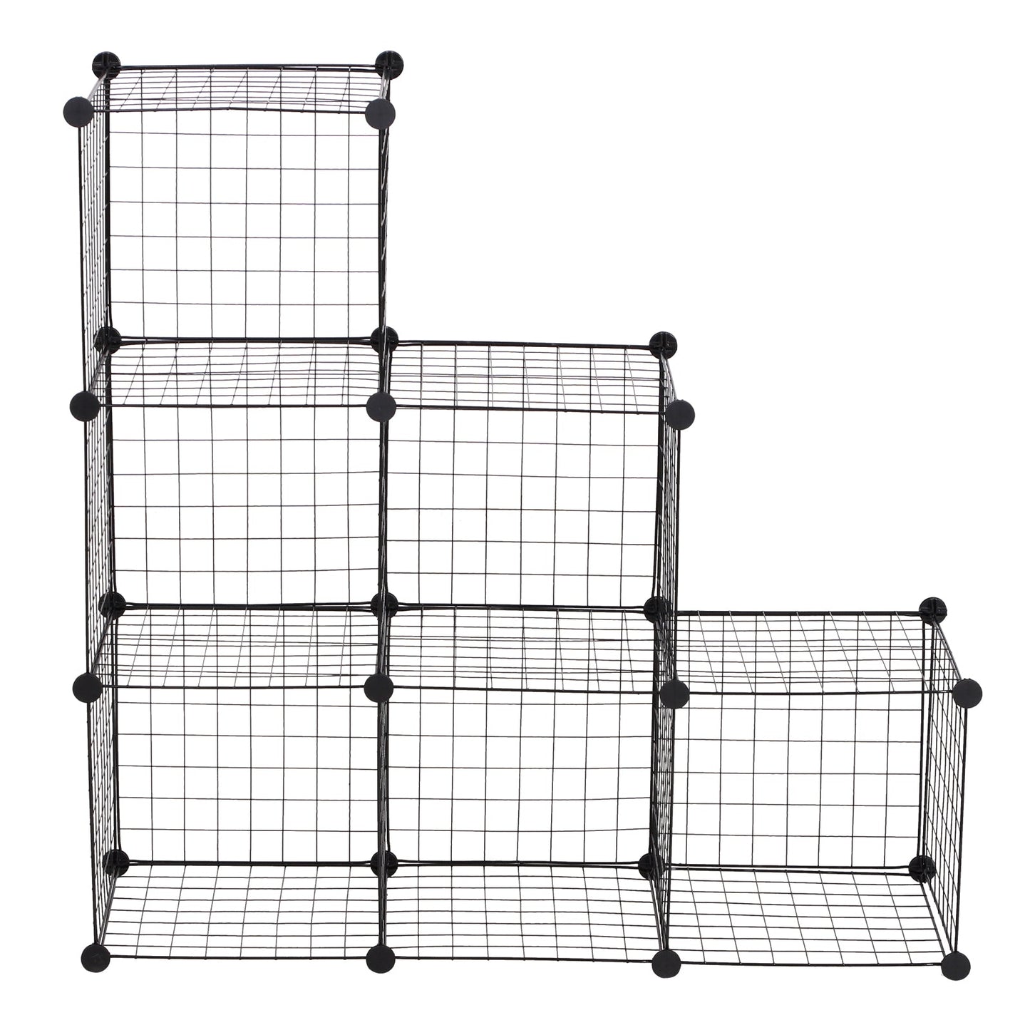 HOMCOM DIY 6 Cube Metal Wire Rack Interlocking Storage Cabinet Living Room Organiser Display Shelves Black