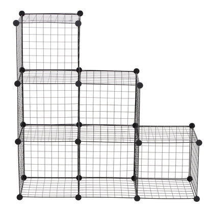 HOMCOM DIY 6 Cube Metal Wire Rack Interlocking Storage Cabinet Living Room Organiser Display Shelves Black