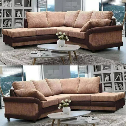 Swansea High Back Fabric Brown and Beige Corner Sofa - Right and Left Arm