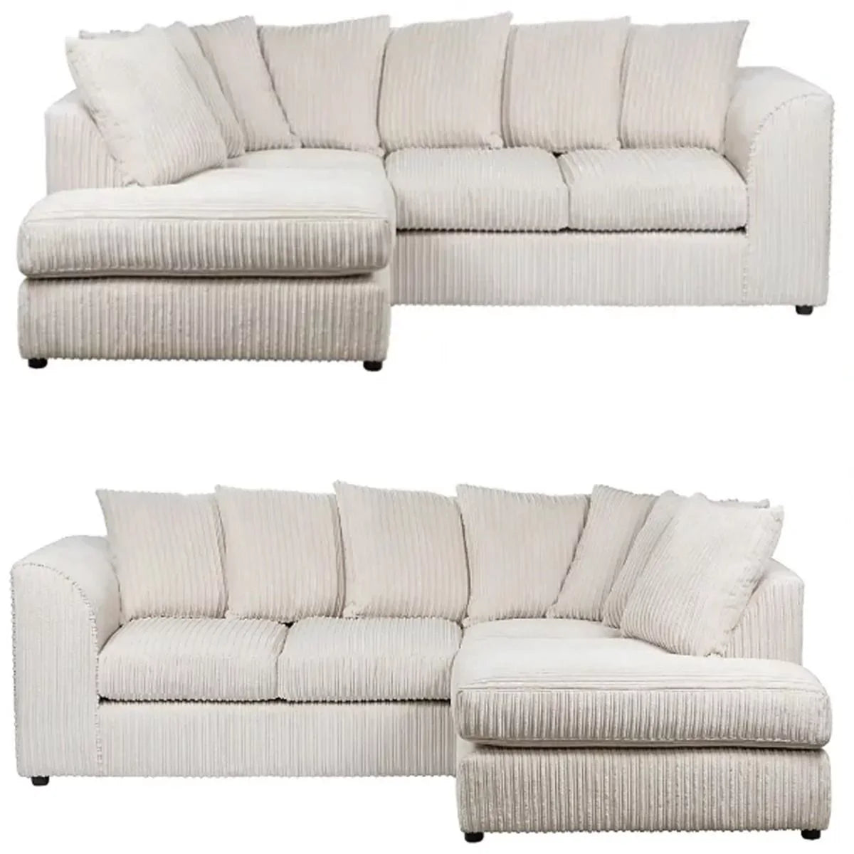 Blake Jumbo Cord Cream Corner Sofa - Right and Left Arm