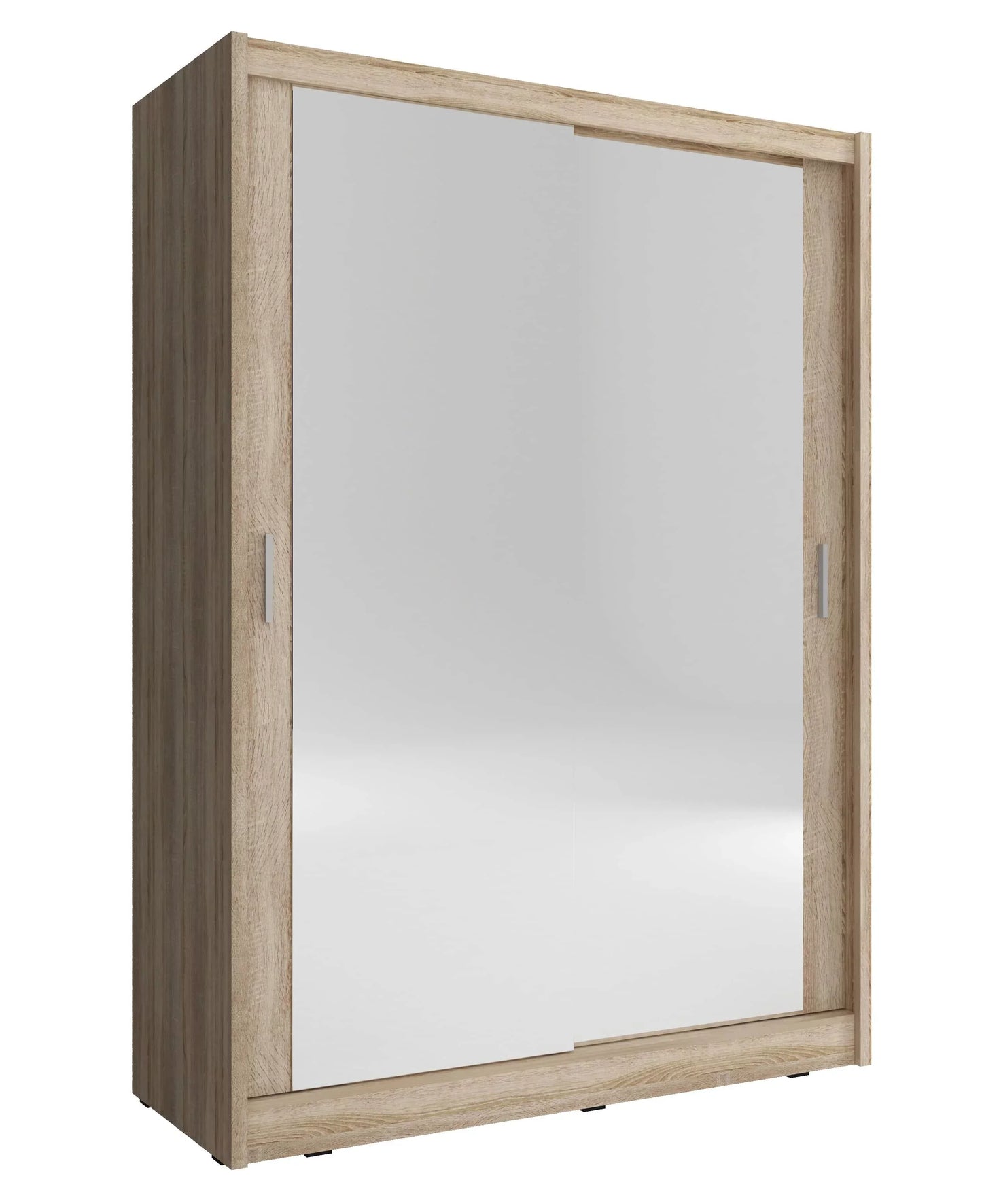 Splendor Sliding Door Wardrobe 130cm With Double Mirror - Oak Sonoma