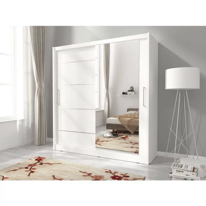 Splendor I Alu Sliding Door Wardrobe 200cm - White Matt