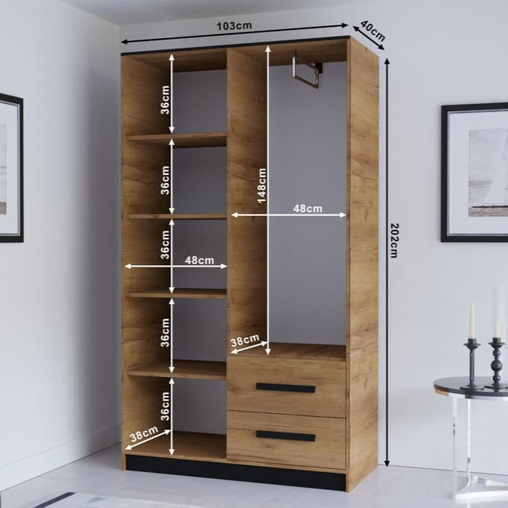 Malta II Hinged Door Wardrobe 103cm