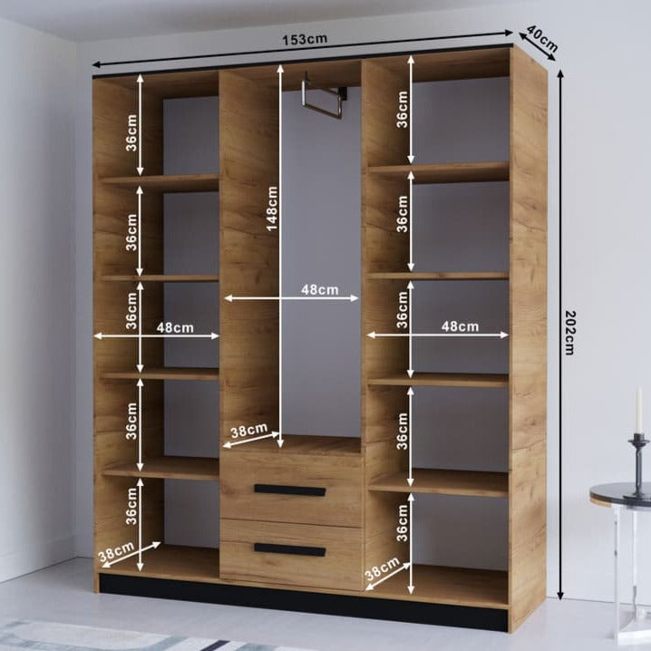 Malta Hinged Door Wardrobe 153cm