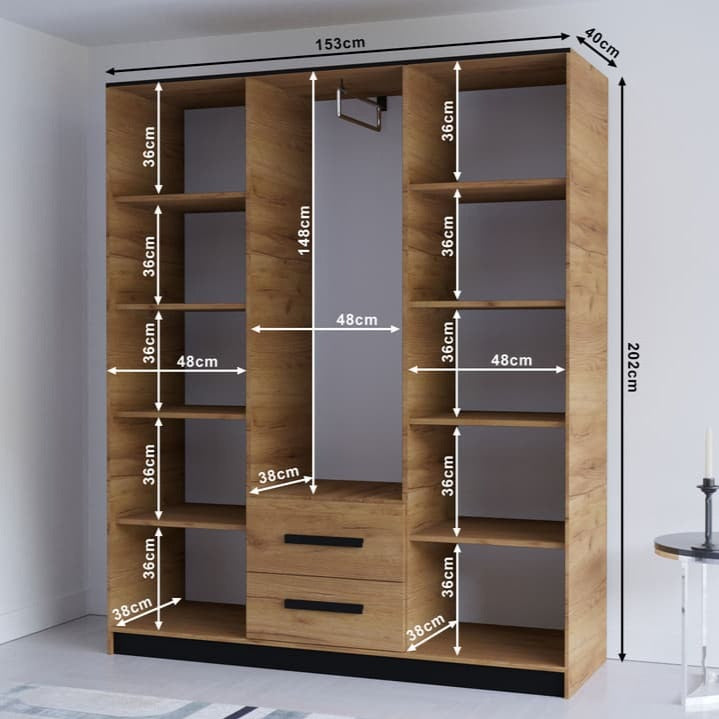 Malta V Hinged Door Wardrobe 153cm