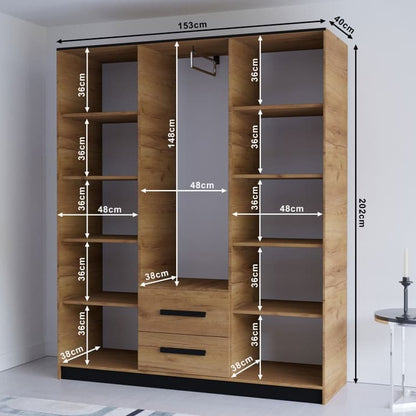 Malta II Hinged Door Wardrobe 153cm