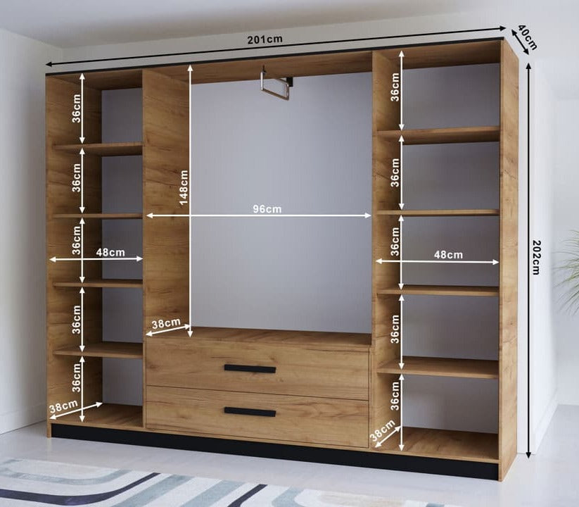 Malta Hinged Door Wardrobe 201cm