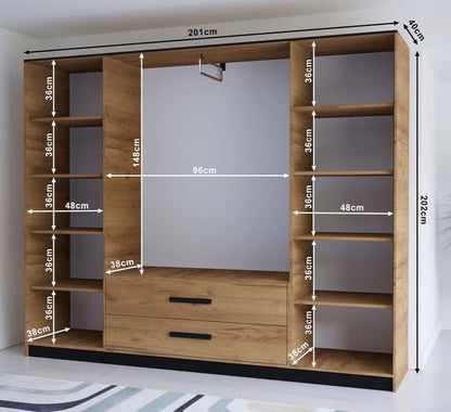 Malta II Hinged Door Wardrobe 201cm