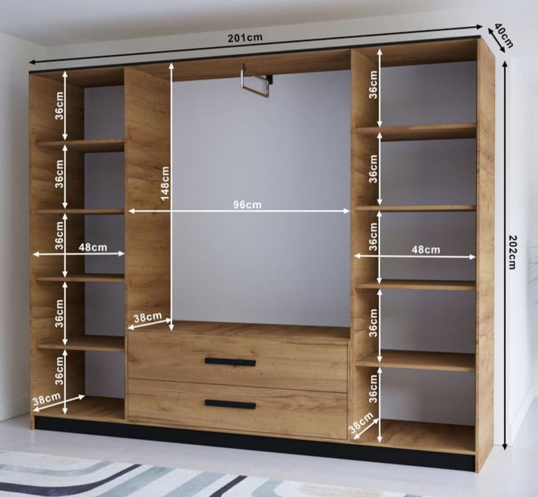 Malta I Hinged Door Wardrobe 201cm