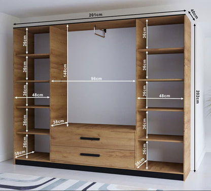 Malta V Hinged Door Wardrobe 201cm