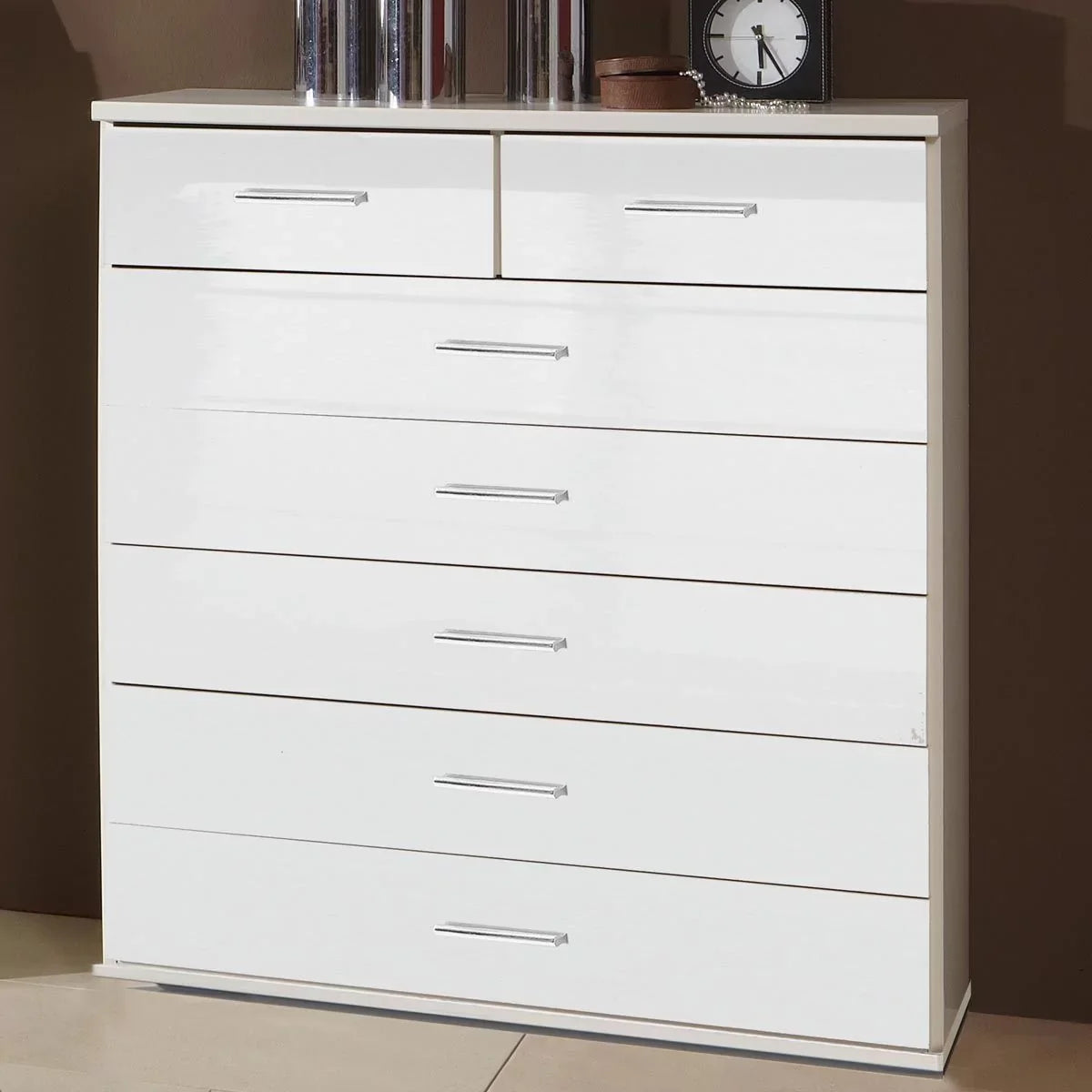 Clappen 2+5 Drawer Gloss Storage Chest - White