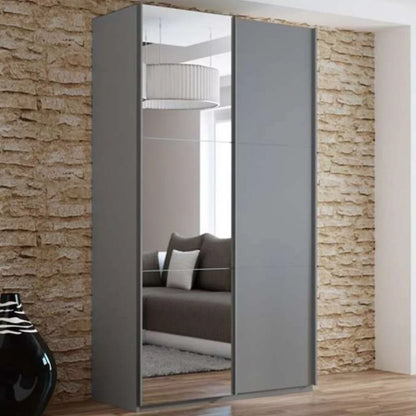 Boris Sliding Door 120cm Wardrobe with Mirror - White, Black, Graphite