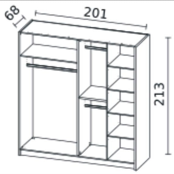 Marcelo Oak & White Gloss 2-Door Sliding Wardrobe - 4 Sizes