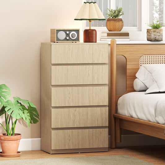 HOMCOM Chest of Drawers, 5-Drawer Storage Cabinets, Modern Dresser, Storage Drawer Unit for Bedroom
