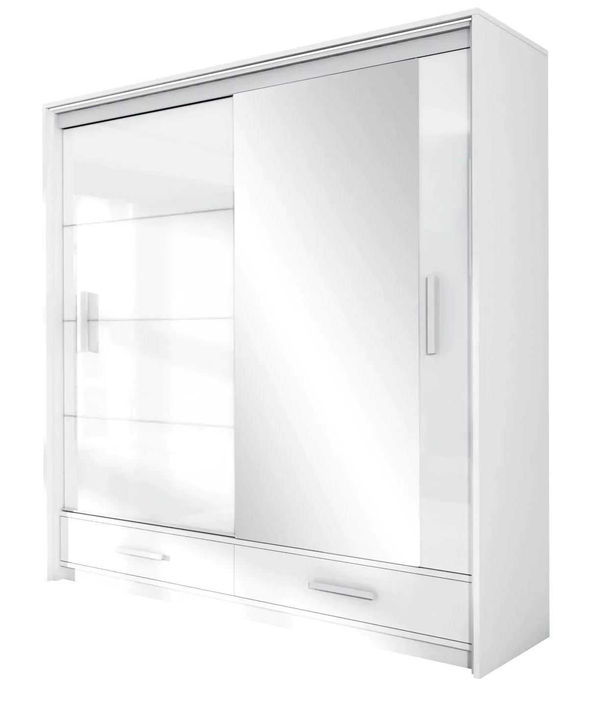 Warrington Sliding Door 208cm Mirror Wardrobe with 2 Drawers - White, Graphite, Black