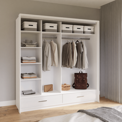 White Gloss Mirrored Sliding Door Wardrobe 208cm –  EPSOM