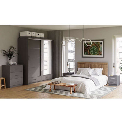 Graphite Mirrored Sliding Door Wardrobe 208cm –  EPSOM